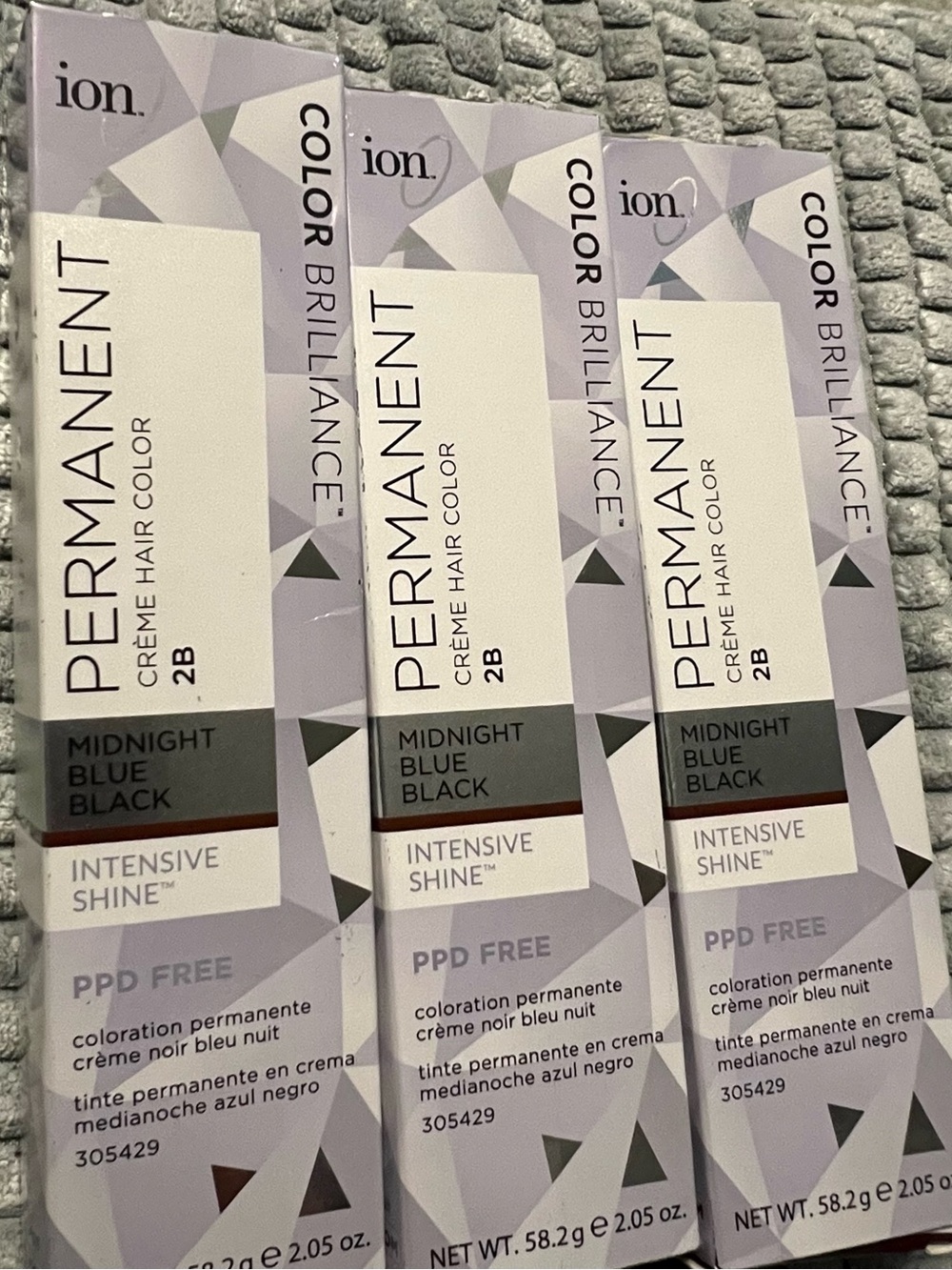 ion Permanent Creme Hair Color 2B Midnight Blue Black - Triple Pack